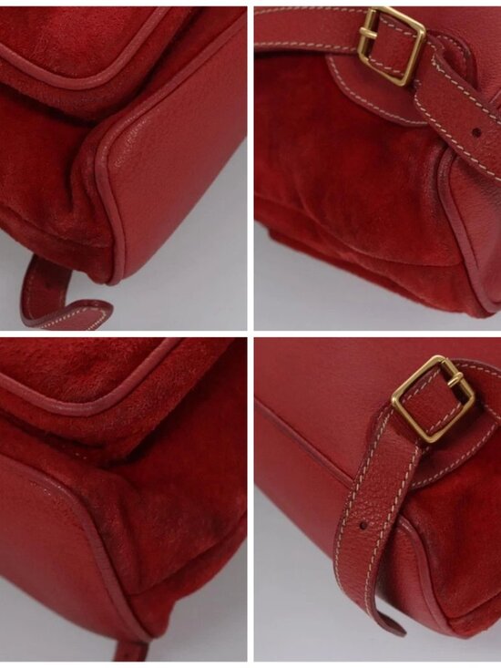 GUCCI Bamboo Backpack Suede Leather Red Gold main image 9